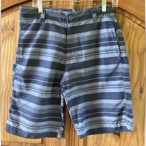 Men’s Iron Co. blue gray striped flat front chino Bermuda shorts size 29